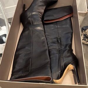 Worn once black sheepskin designer boots